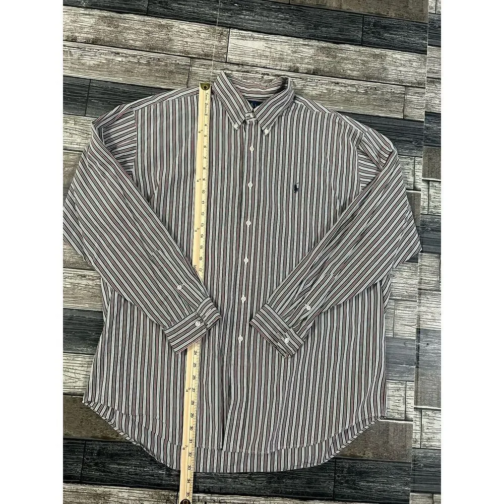 Ralph Lauren‎ Men's Blake 100% Cotton Long Sleeve Button-Down Shirt Xl Striped